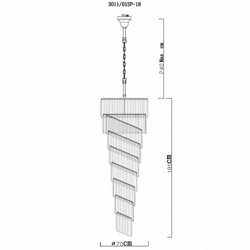 Каскадная люстра Divinare 3011/01 SP-18, диаметр 70 см, черный-хрусталь
