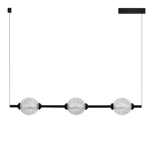 Светильник подвесной LED 3*8,5W 3000K SL6120.403.03 чёрный/прозрачное кракелированное стекло Peek ST-Luce