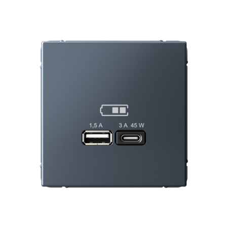 Art Gallery USB РОЗЕТКА A + тип-C 45Вт высокоскор.заряд. QC, PD, механизм, ГРИФЕЛЬ, GAL000729