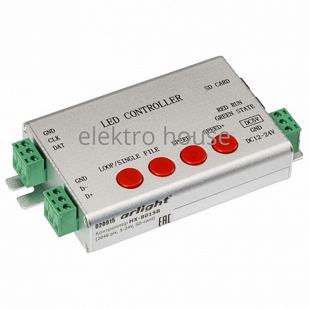 Контроллер-регулятор цвета RGB Arlight HX-801S HX-801SB (2048 pix, 5-24V, SD-card) 020915