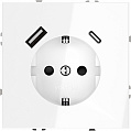 Розетка с заземлением, шторками и USB Type A+С (белый глянцевый) Voltum S70 VLS040501
