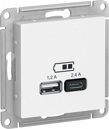 Зарядное устройство USB Schneider, USB-A + USB-C, AtlasDesign лотос ATN001339