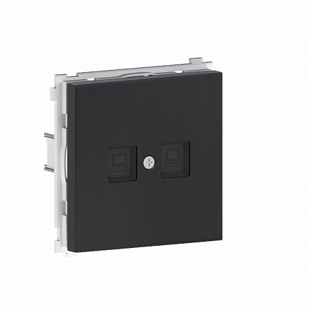 Розетка двойная Ethernet Donel R98 Metal RJ45 (cat.6/ClassE-8) Вороненая сталь DA16600-DA869GS