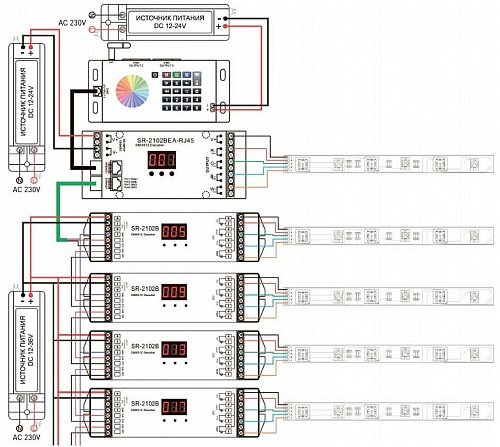 Панель-регулятора цвета RGBW клавишная накладная Arlight SR-2816 DMX SR-2816WI White (12V, WiFi, 8 зон) 019456