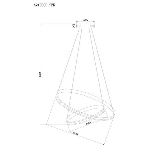 Светильник 60 см, 70W, 3000-6000K, Arte Lamp Meridiana A2198SP-2BK, черный