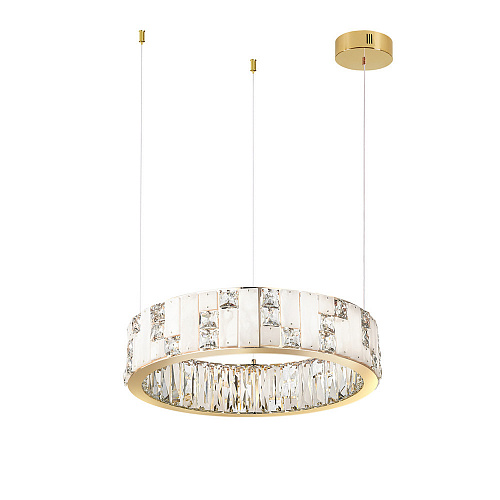 Подвесная хрустальная светодиодная люстра 60W 3700К 5072/60L золото Crossa Odeon Light