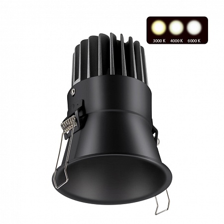 Novotech 358911 SPOT NT22 черный Встраиваемый светодиодный светильник с переключателем цветовой температуры IP20 LED 3000К\4000К\6000К 18W 220V LANG