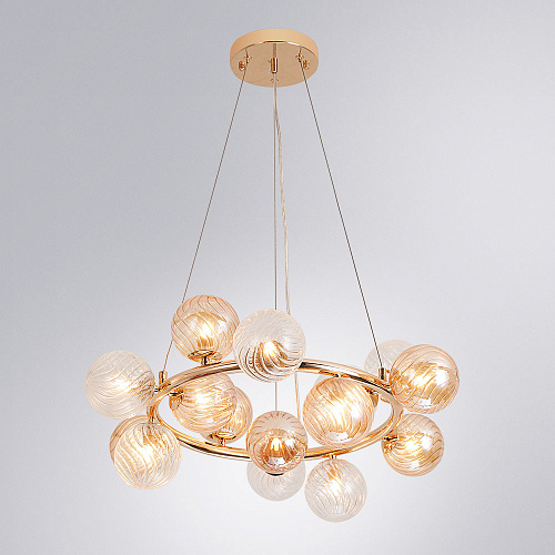 Подвесная люстра 15*G9 A5261LM-15GO золотой/янтарный Etereo Arte Lamp