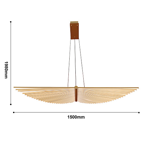 Подвесная люстра 150*38*198 см, 1*LED, 120W, 4000К, Favourite Vingar 4380-1P латунный