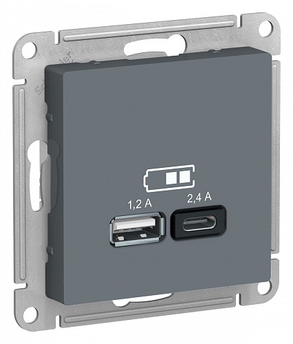 USB Розетка A+С, 5В/2,4А, 2х5В/1,2А, AtlasDesign Грифиль ATN000739