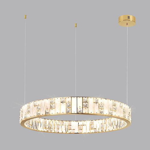 Подвесная хрустальная светодиодная люстра 100W 3700К 5072/100L золото Crossa Odeon Light