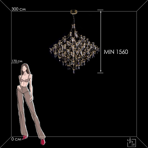 Подвесной светильник LED 135W 3000К 10259/1200 Gold Asfour золото Mira LOFT IT