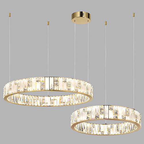 Подвесная хрустальная светодиодная люстра 100W 3700К 5072/100L золото Crossa Odeon Light