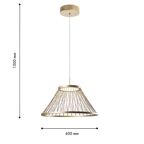 Подвес 60*40-150 см, 6*LED, 16W, 4000K, Favourite Fibra 4634-6P, золотой матовый