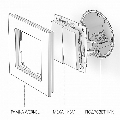 Выключатель проходной двухклавишный без рамки Werkel серебряный W1122006