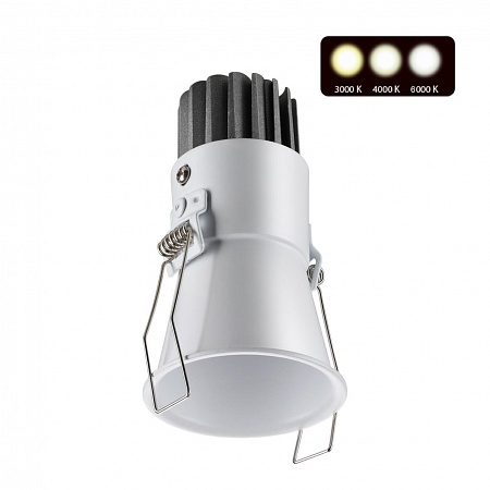 Novotech 358906 SPOT NT22 белый Встраиваемый светодиодный светильник с переключателем цветовой температуры IP20 LED 3000К\4000К\6000К 7W 220V LANG