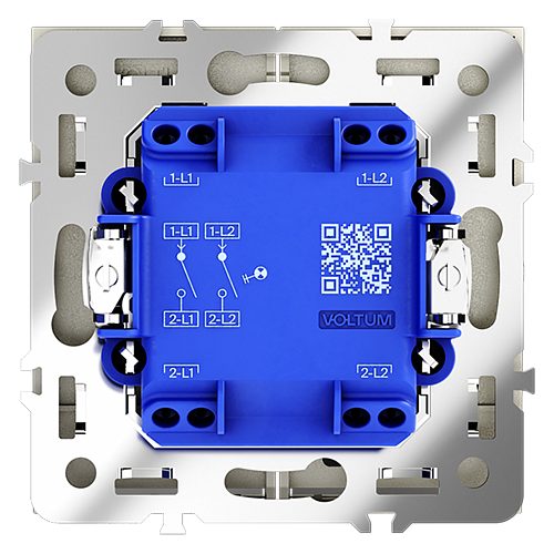 Выключатель двухклавишный с подсветкой Voltum S70, сталь VLS020205