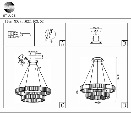 Хрустальная светодиодная люстра 70W 4000K SL1622.103.02 хром/прозрачный Tivoli ST Luce
