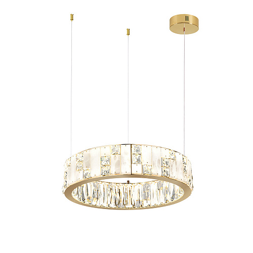Подвесная хрустальная светодиодная люстра 60W 3700К 5072/60L золото Crossa Odeon Light