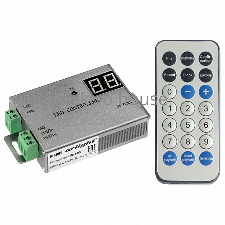 Контроллер-регулятор цвета RGBW с пультом ДУ Arlight HX-805 HX-805 (2048 pix, 5-24V, SD-карта, ПДУ) 016999