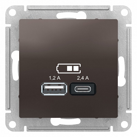  USB Розетка A+С, AtlasDesign Мокко ATN000639