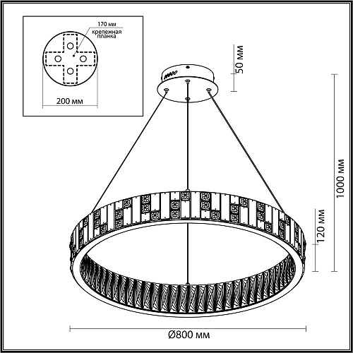 Подвесная хрустальная светодиодная люстра 100W 3700К 5072/100L золото Crossa Odeon Light