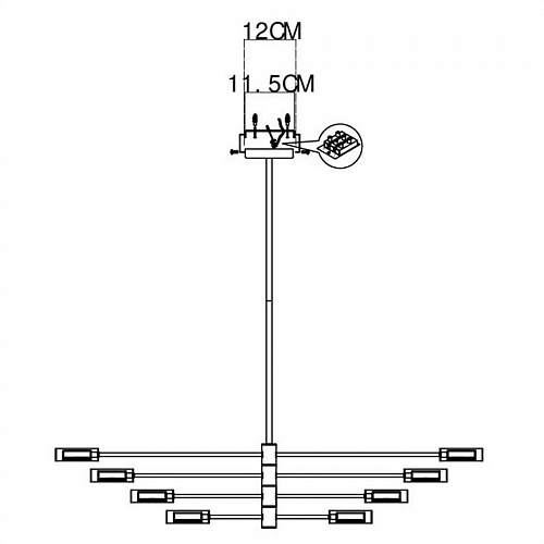 Светильник 120 см, 40W, 3000K ST LUCE VICO SL6504.302.08 Латунь