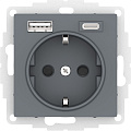 Розетка с зарядным устройством USB-A+C грифель ATN000732 