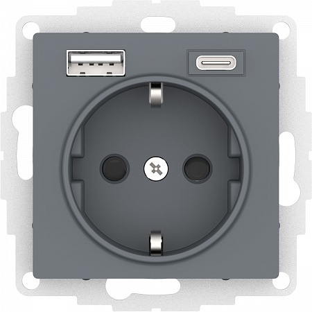 Розетка с зарядным устройством USB-A+C грифель ATN000732 