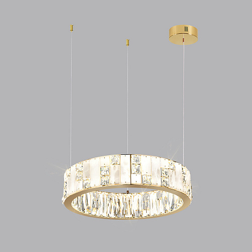 Подвесная хрустальная светодиодная люстра 60W 3700К 5072/60L золото Crossa Odeon Light