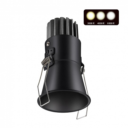 Novotech 358907 SPOT NT22 черный Встраиваемый светодиодный светильник с переключателем цветовой температуры IP20 LED 3000К\4000К\6000К 7W 220V LANG