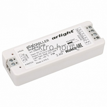 Контроллер-регулятор цвета RGB Arlight SMART-K SMART-K1-RGB (12-24V, 3x3A) 022497