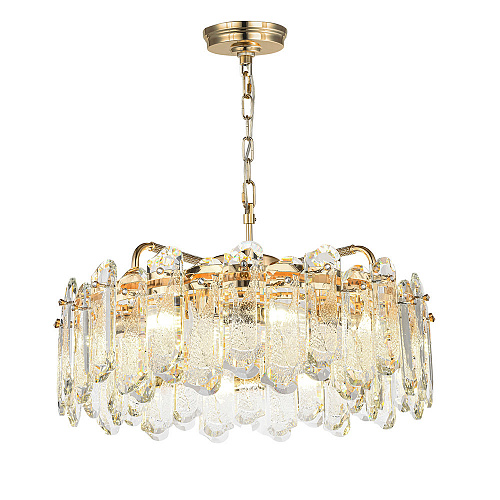 Подвесная хрустальная люстра 10*Е14 5069/10 золото Bullon Odeon Light