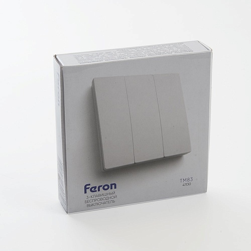 Выключатель беспроводной FERON TM83 SMART, 230V, 500W, трехклавишный, белый 41130
