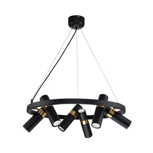 Подвесная люстра Favourite Light point 2997-6P, D650*H290/1220, каркас светильника сочетает два цвета - золотая гальваника и черный, поворотный плафон, лампу GU10 можно менять