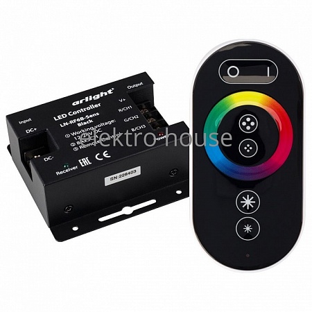 Контроллер-регулятор цвета RGB с пультом ДУ Arlight LN-RF6B LN-RF6B-Sens Black (12-24V, 3x8A) 023375