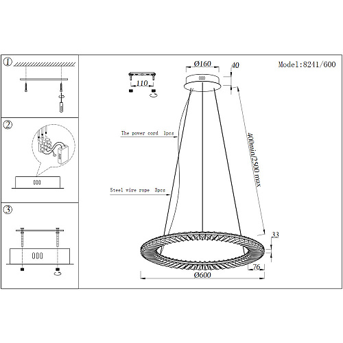 Подвесной светильник Newport 8240 LED 8241/600 chrome