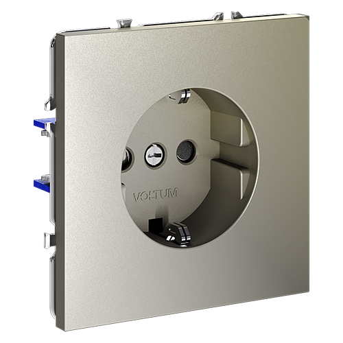 Розетка с заземлением и защитными шторками, Voltum S70, шелк VLS040204