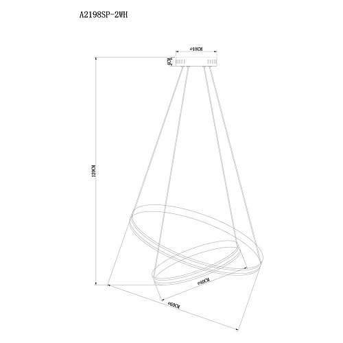 Светильник 60 см, 70W, 3000-6000K, Arte Lamp Meridiana A2198SP-2WH, белый