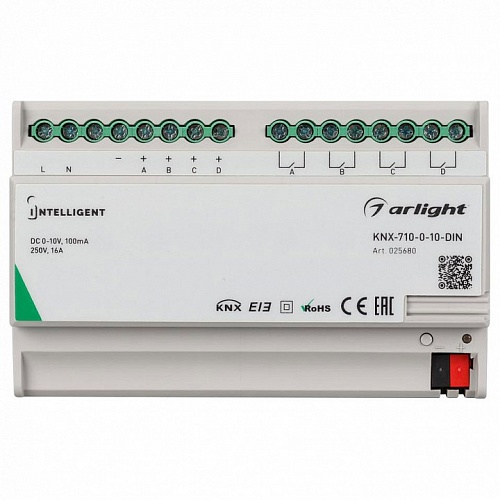 Контроллер-диммер Arlight Intelligent KNX-710-0-10-DIN (230V, 4x0/1-10, 4x16A) 025680