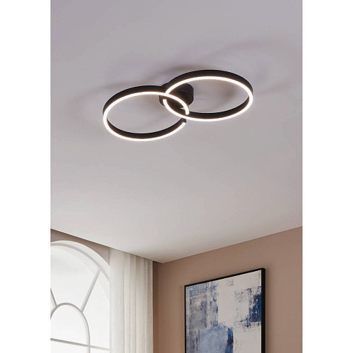 Потолочный светильник Eglo AMANDOLO, 19,5W(LED), 2400lm, L675, B380, H65, алюминий, сталь, черный/пластик, белый