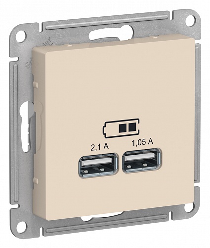 Розетка USB 2 порта х 1,05 А бежевый AtlasDesign ATN000233