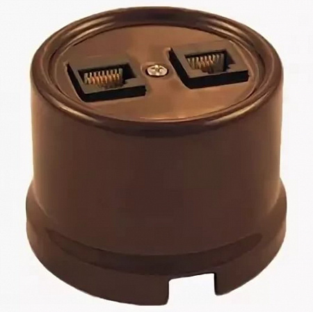  Bironi Лизетта , пластик коричневый Розетка компьютерная 2-ая (RJ45)