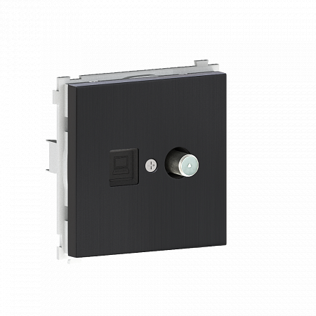 Розетка комбинированная RJ45 + SAT Donel R98 Metal Вороненая сталь DA30600-DA889GS