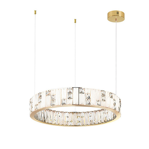 Подвесная хрустальная светодиодная люстра 80W 3700К 5072/80L золото Crossa Odeon Light