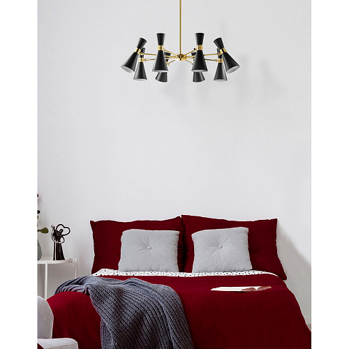 Люстра на составной штанге Lightstar Dumo 816087, диаметр 86 см, черный-золото