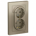 РОЗЕТКА двойная с заземлением, 16А, в сборе, ШАМПАНЬ AtlasDesign ATN000524