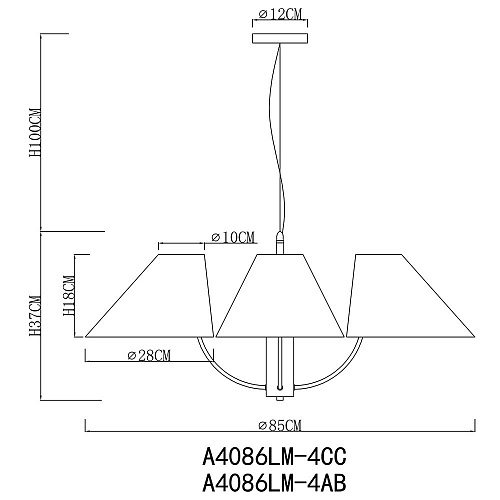 Подвесная люстра 4*Е14 A4086LM-4AB бронза Rondo Arte lamp