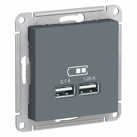  Розетка USB, 5В, 1 порт x 2,1 А, 2 порта х 1,05 А, AtlasDesign Грифель
