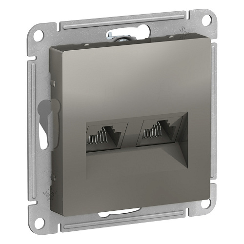 Розетка компьютерная 2хRJ45 кат.5E сталь AtlasDesign ATN000985